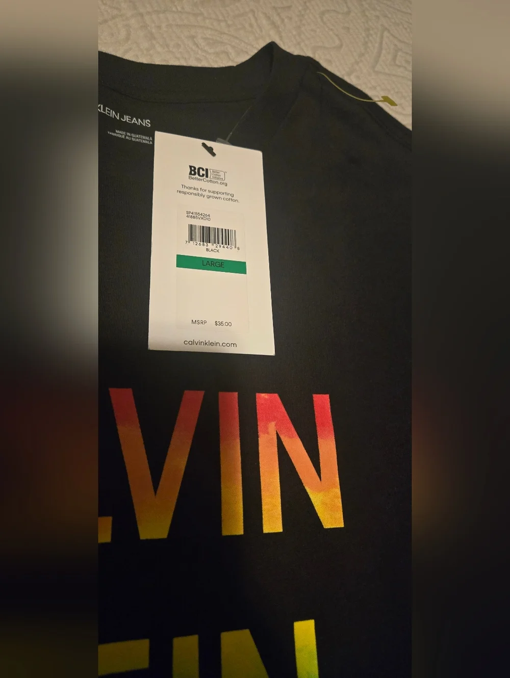Calvin Klein Jeans Black Tee with Multicolor Logo - Picture 8 of 8